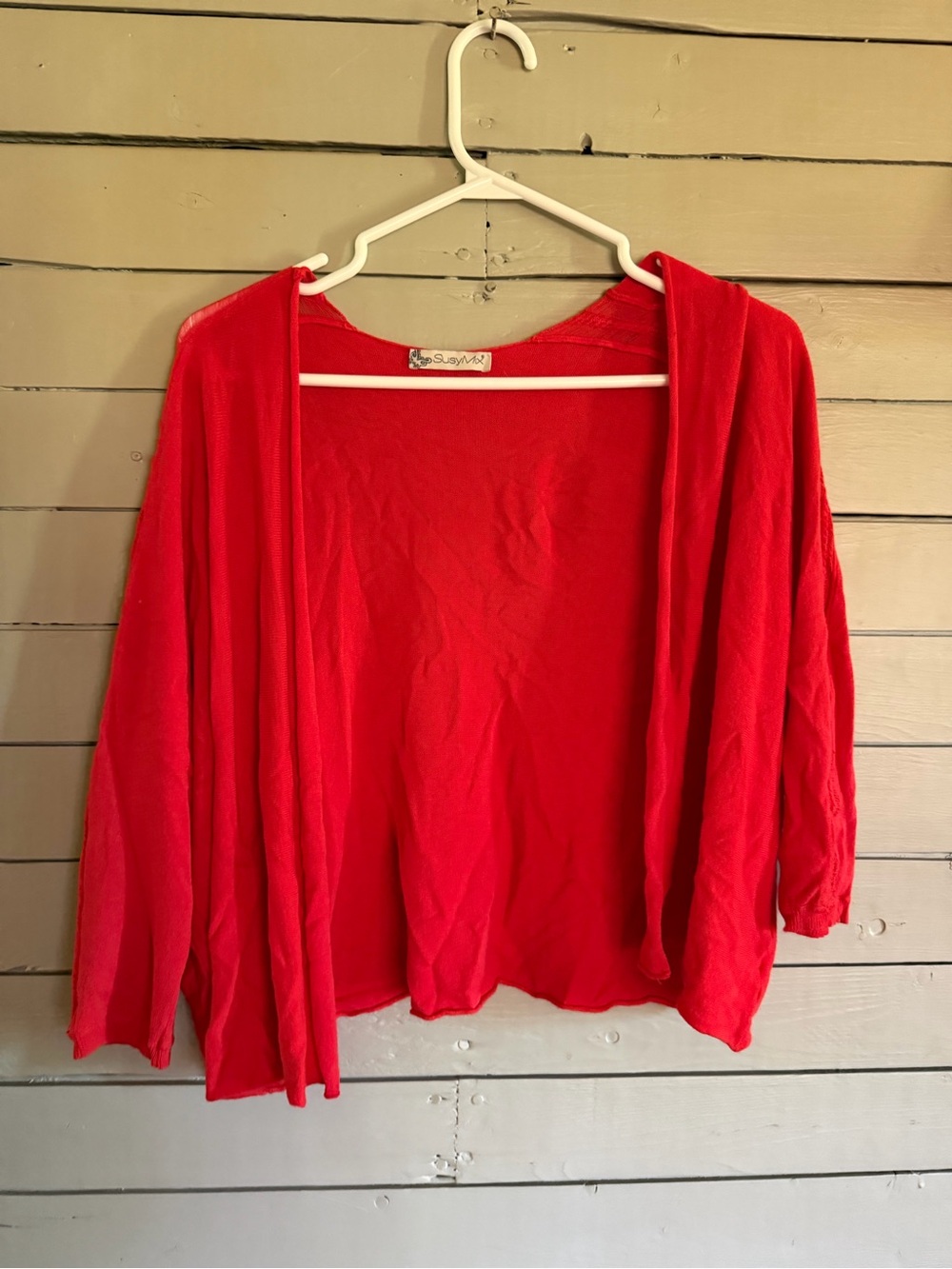 Open-Front Red Women's Cardigan Sweater with Hood